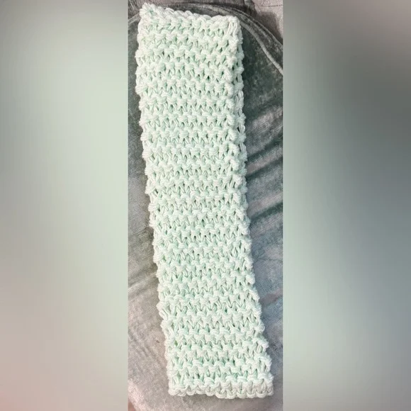 Handmade Hand Crafted Knit infinity scarf sparkly mint green - Picture 2 of 7